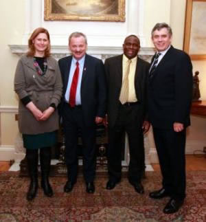 British Prime Minister Gordon Brown with O-bay Community Chief Executive Mr Ade adeshina